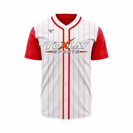Custom White Red Pinstripe Red-Black Authentic Baseball full Buttons Jersey