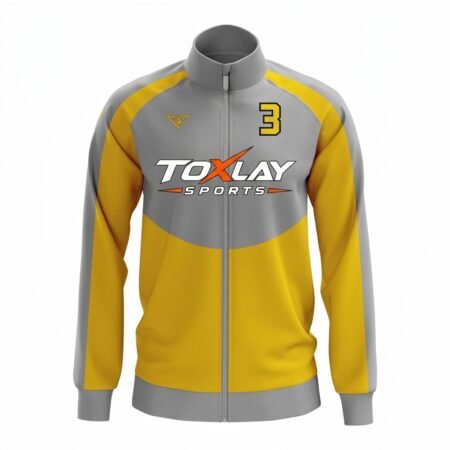 Custom Yellow Light gray Personalized full Zip Warm-up Jacket