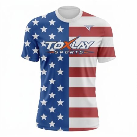 Custom Blue Red-White 3D American Flag Fashion Performance T-Shirt