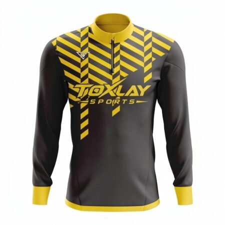 Custom Black Yellow ¼ ZIP LONG SLEEVE CAGE JACKET
