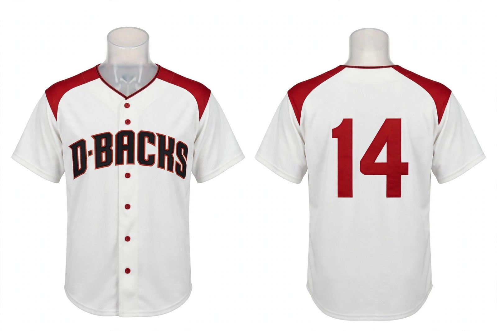 White Arizona Diamondbacks style home baseball jersey number 14 - front and back view