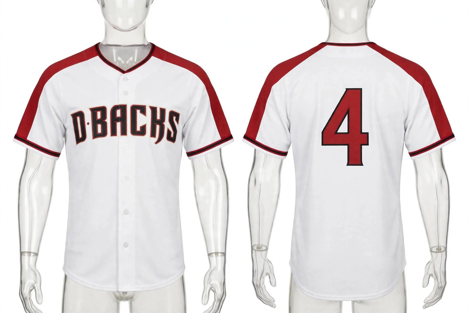 White Arizona Diamondbacks style home baseball jersey number 4 - front and back view