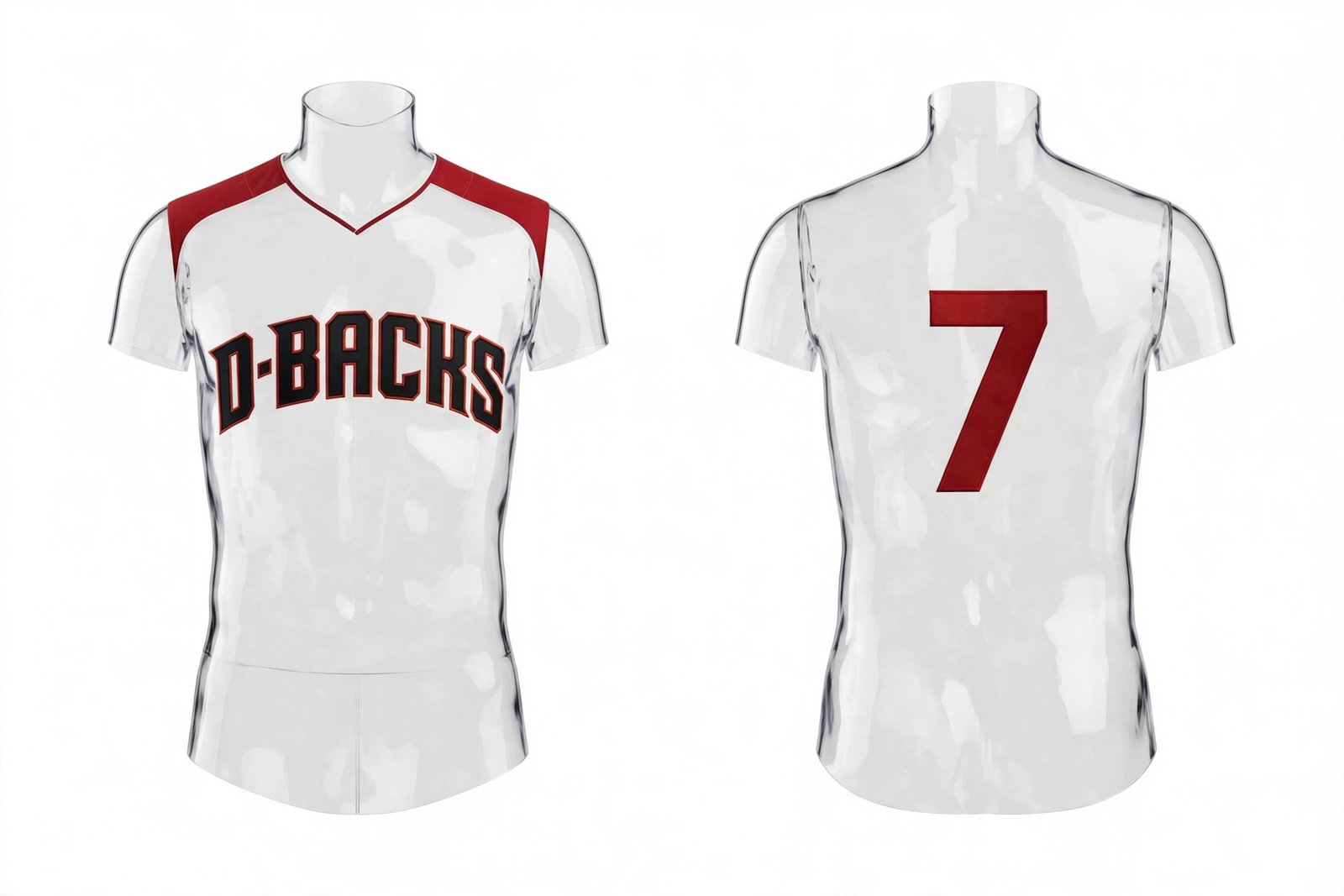 White Arizona Diamondbacks style home baseball jersey number 7 - front and back view