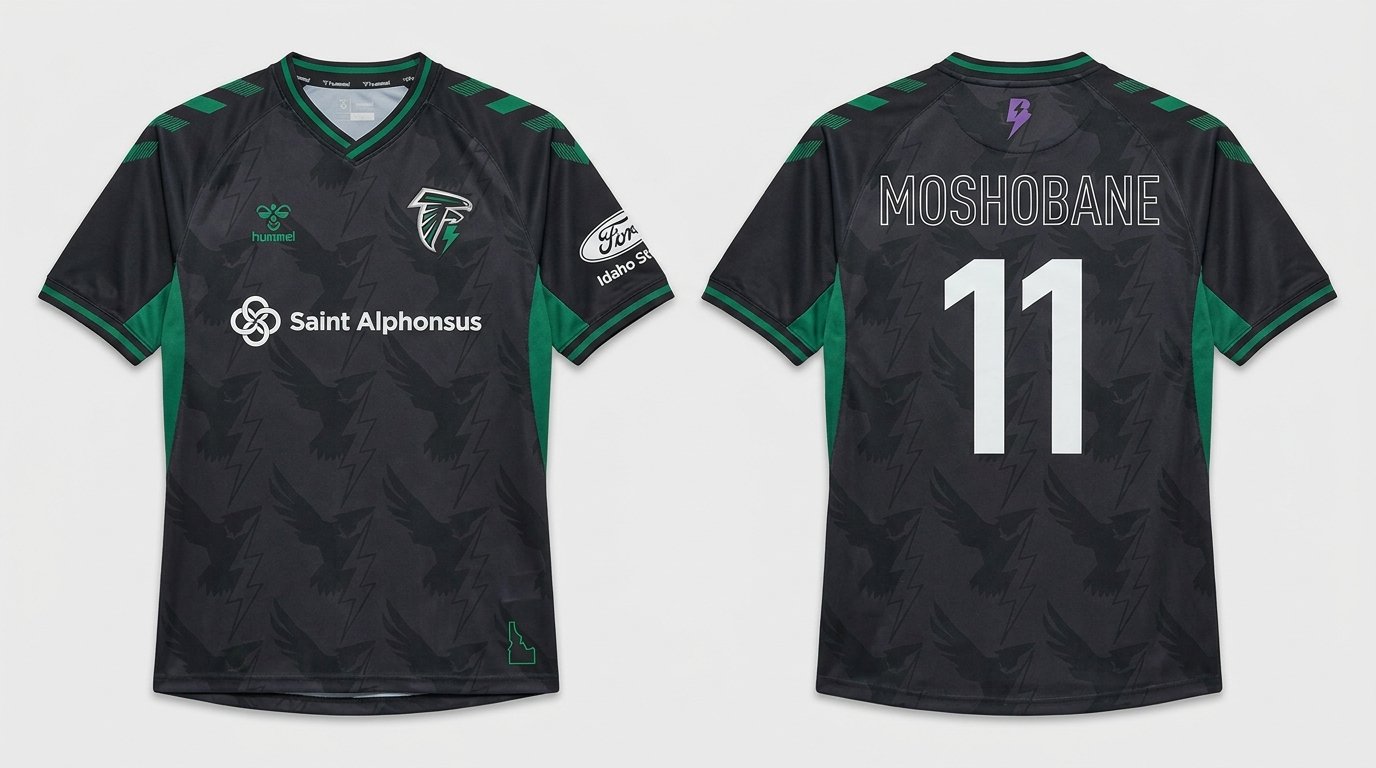 Dark grey Athletic Club Boise style soccer jersey number 11 - front and back view