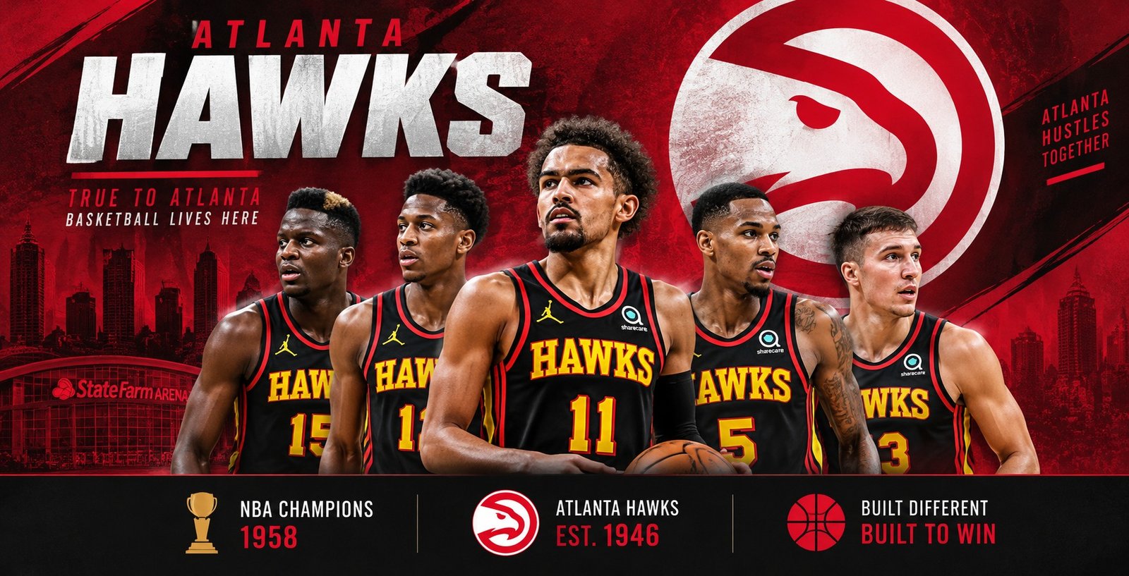 Atlanta Hawks players in black jerseys – 2026-27 team