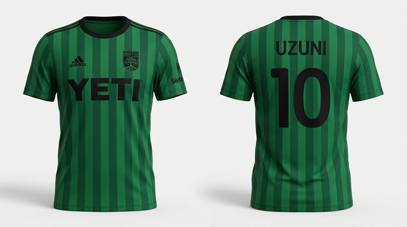 Verde green Austin FC style soccer jersey number 10 - front and back view