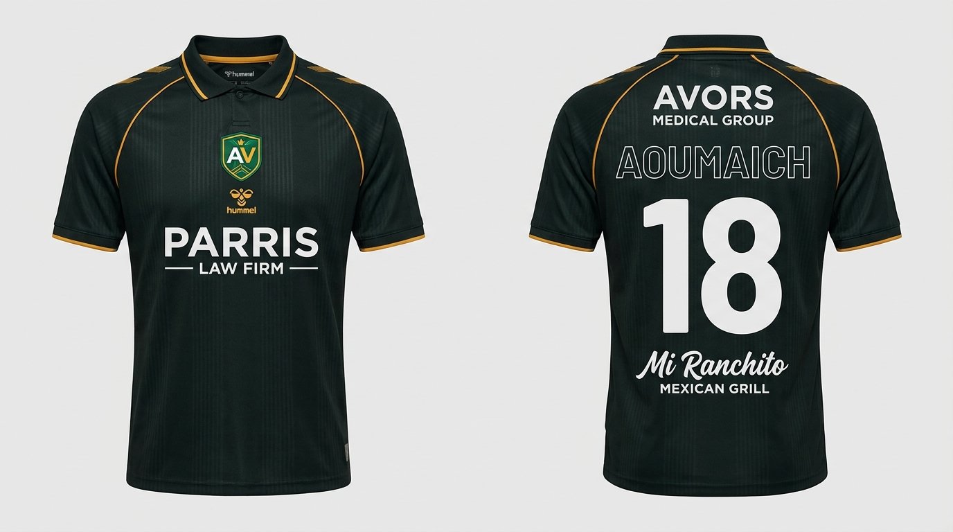 Green AV Alta style soccer jersey number 18 - front and back view