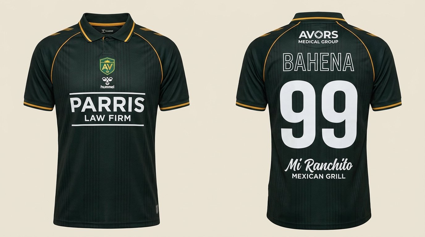 Green AV Alta style soccer jersey number 99 - front and back view