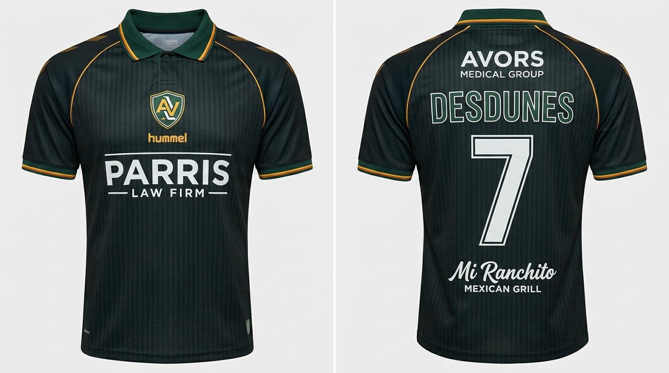 Green AV Alta style soccer jersey number 7 - front and back view