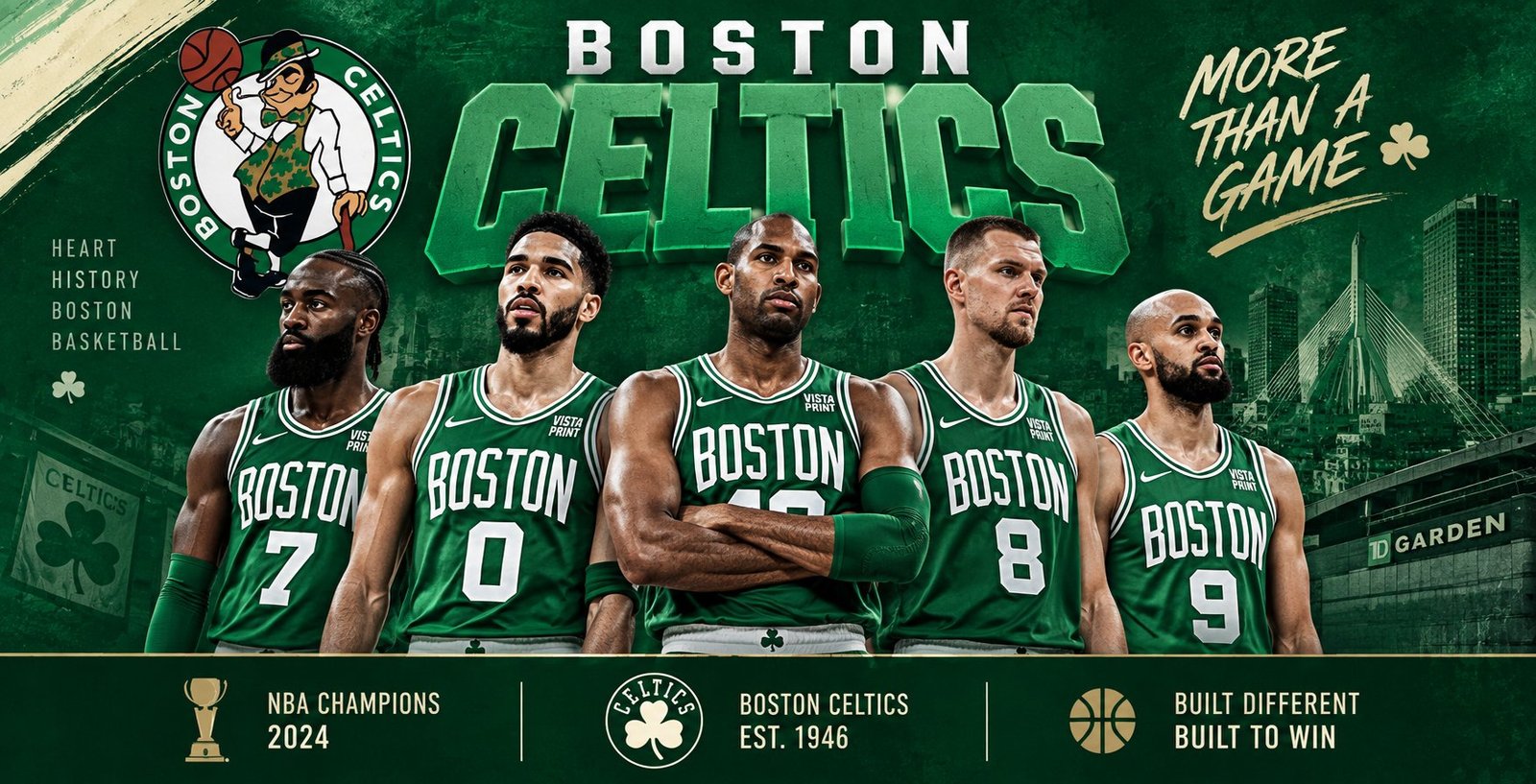 Boston Celtics players in green jerseys – 2026-27 team
