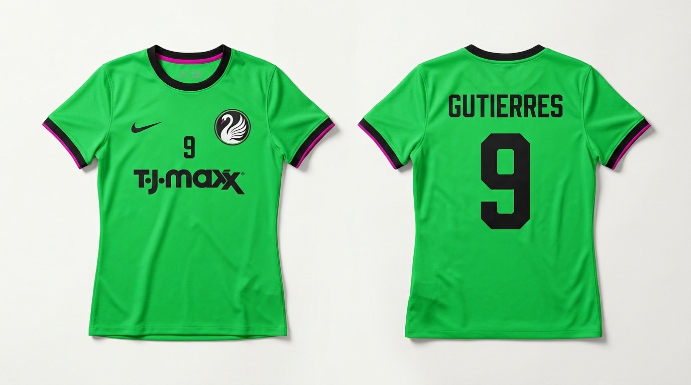 Bright green Boston Legacy FC style soccer jersey number 9 - front and back view