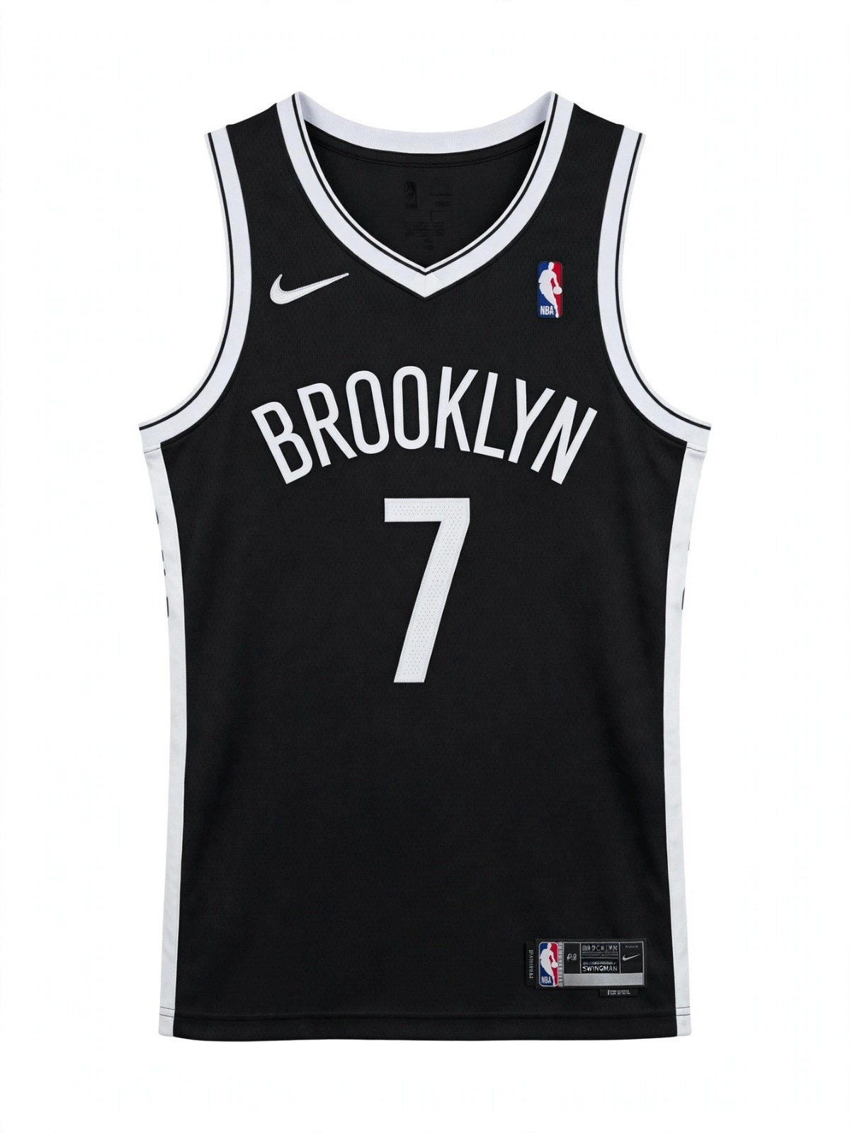 Black Brooklyn Nets basketball jersey number 7 – front view