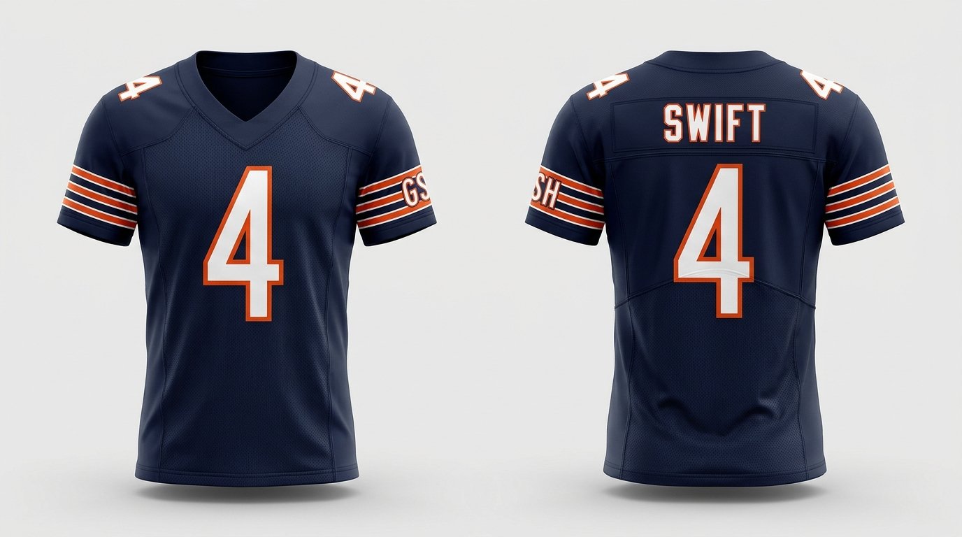 D’Andre Swift Chicago Bears jersey front and back