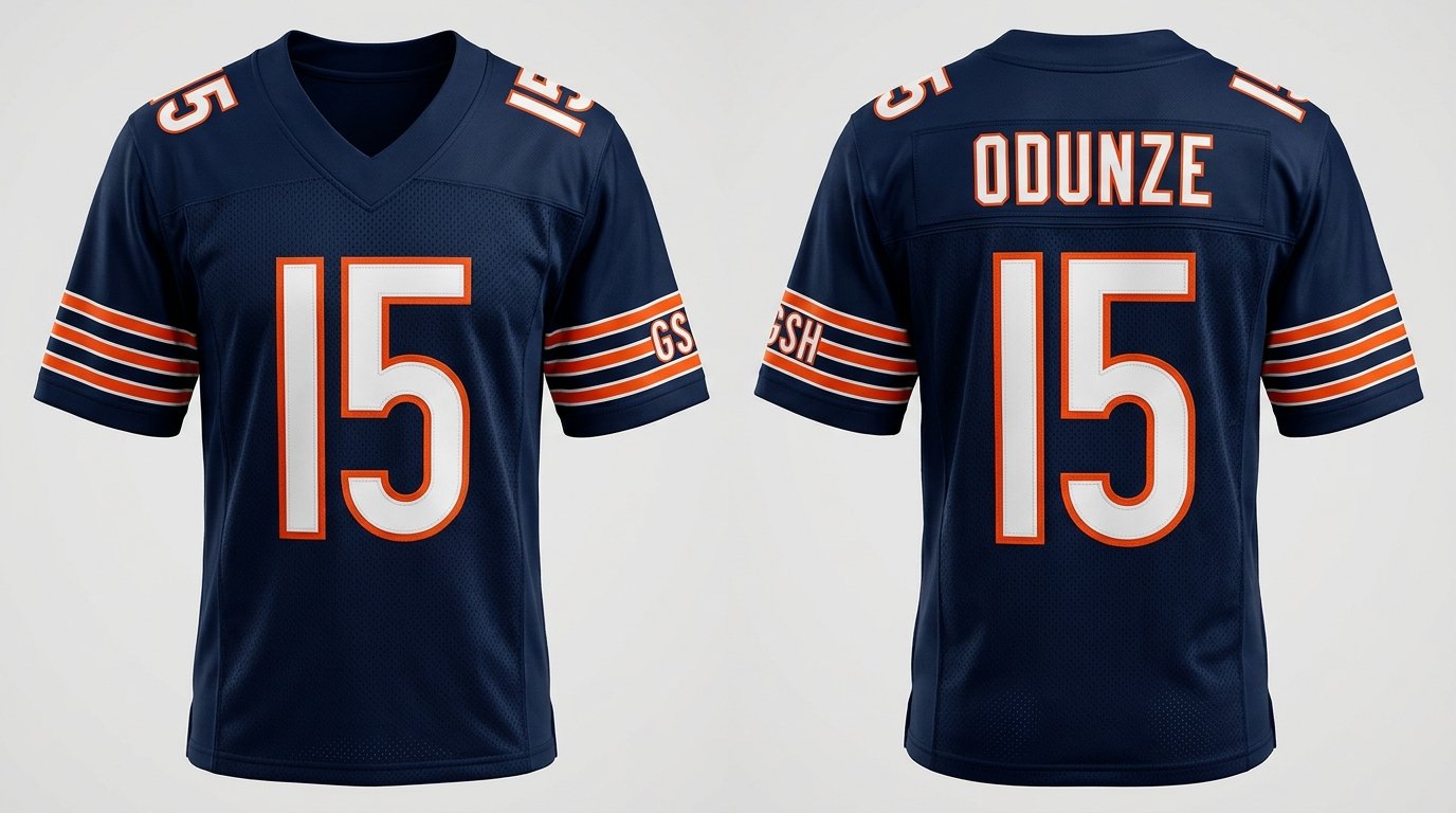Rome Odunze Chicago Bears jersey front and back
