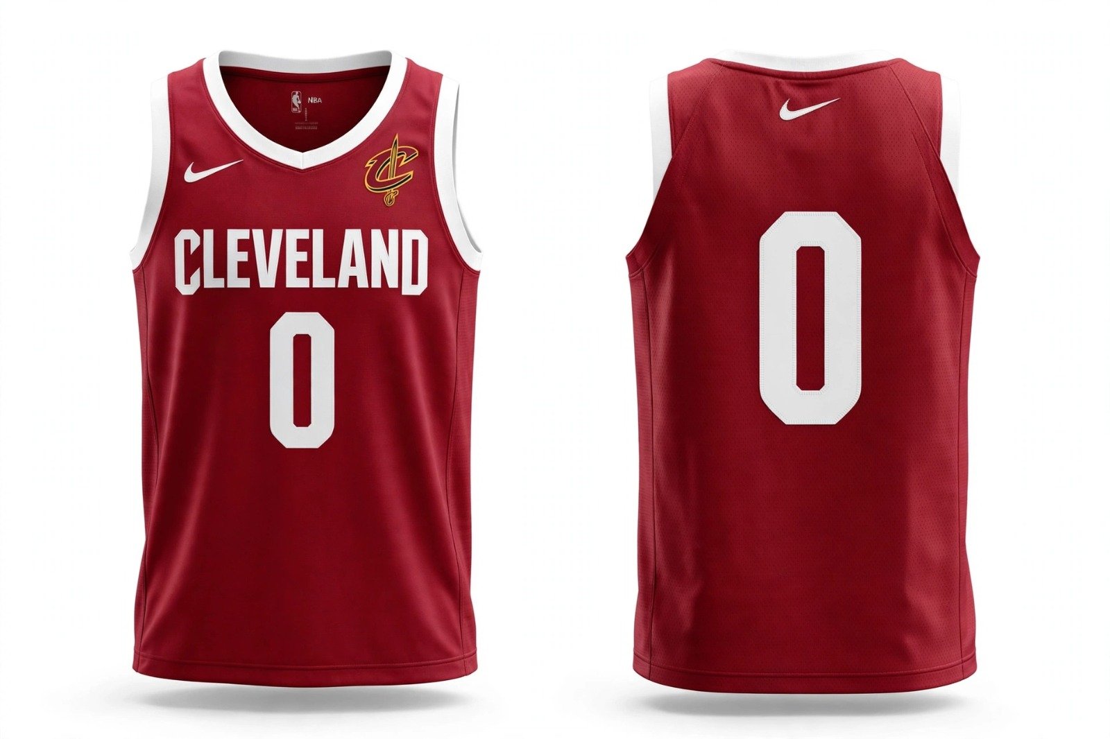 Wine Cleveland Cavaliers basketball jersey number 0 – front and back view