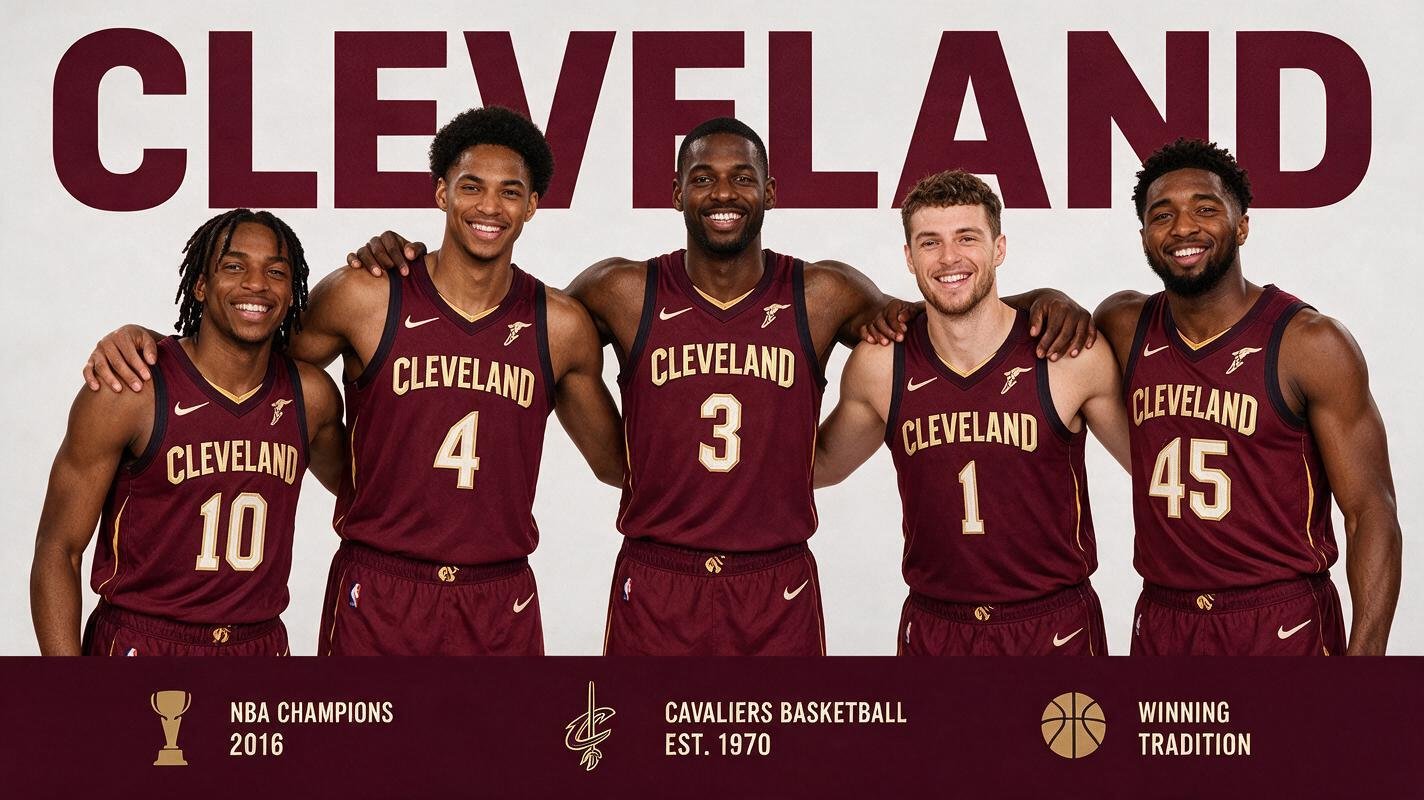 Cleveland Cavaliers players in wine jerseys – 2026-27 team