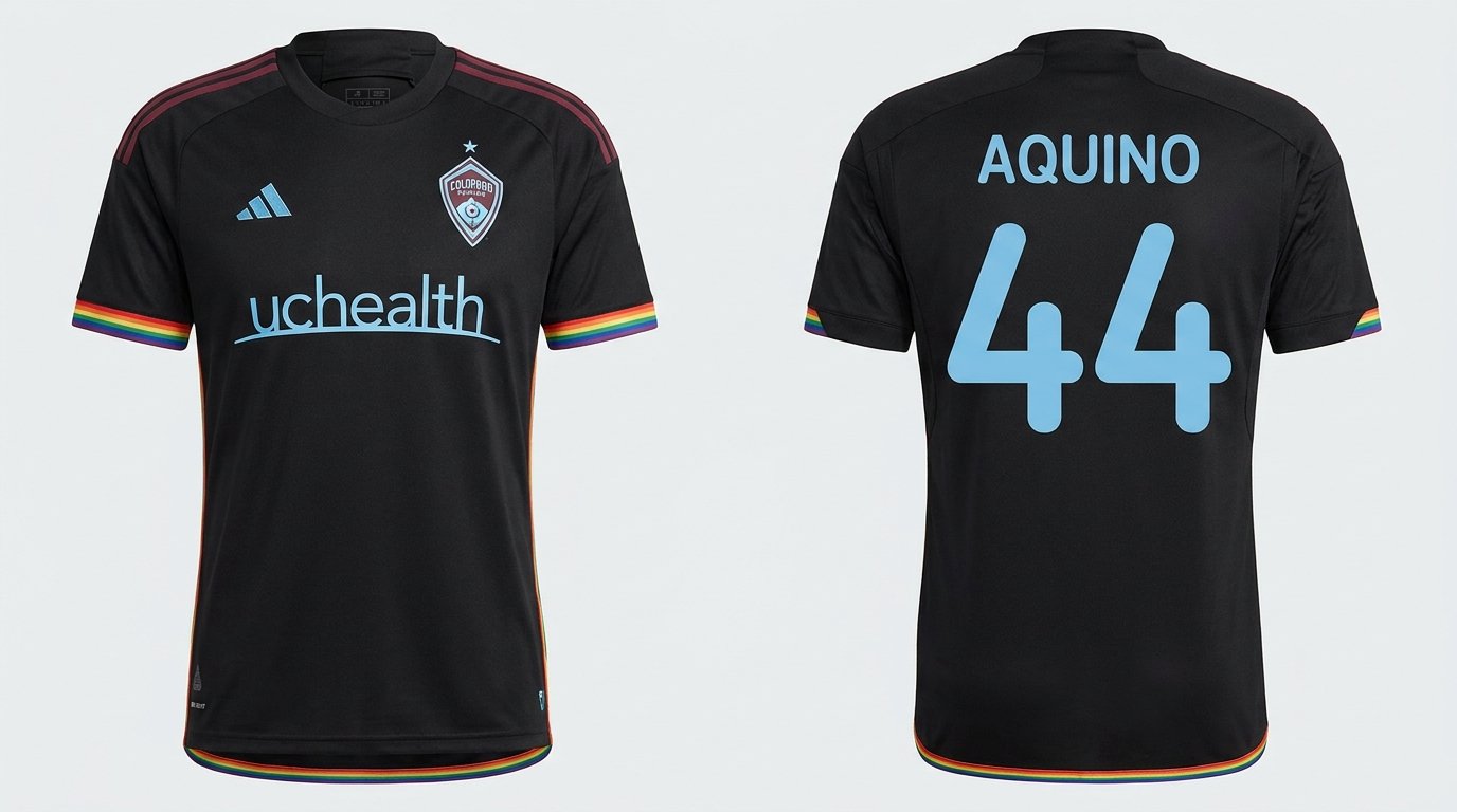 Black Colorado Rapids 2 style soccer jersey number 44 - front and back view