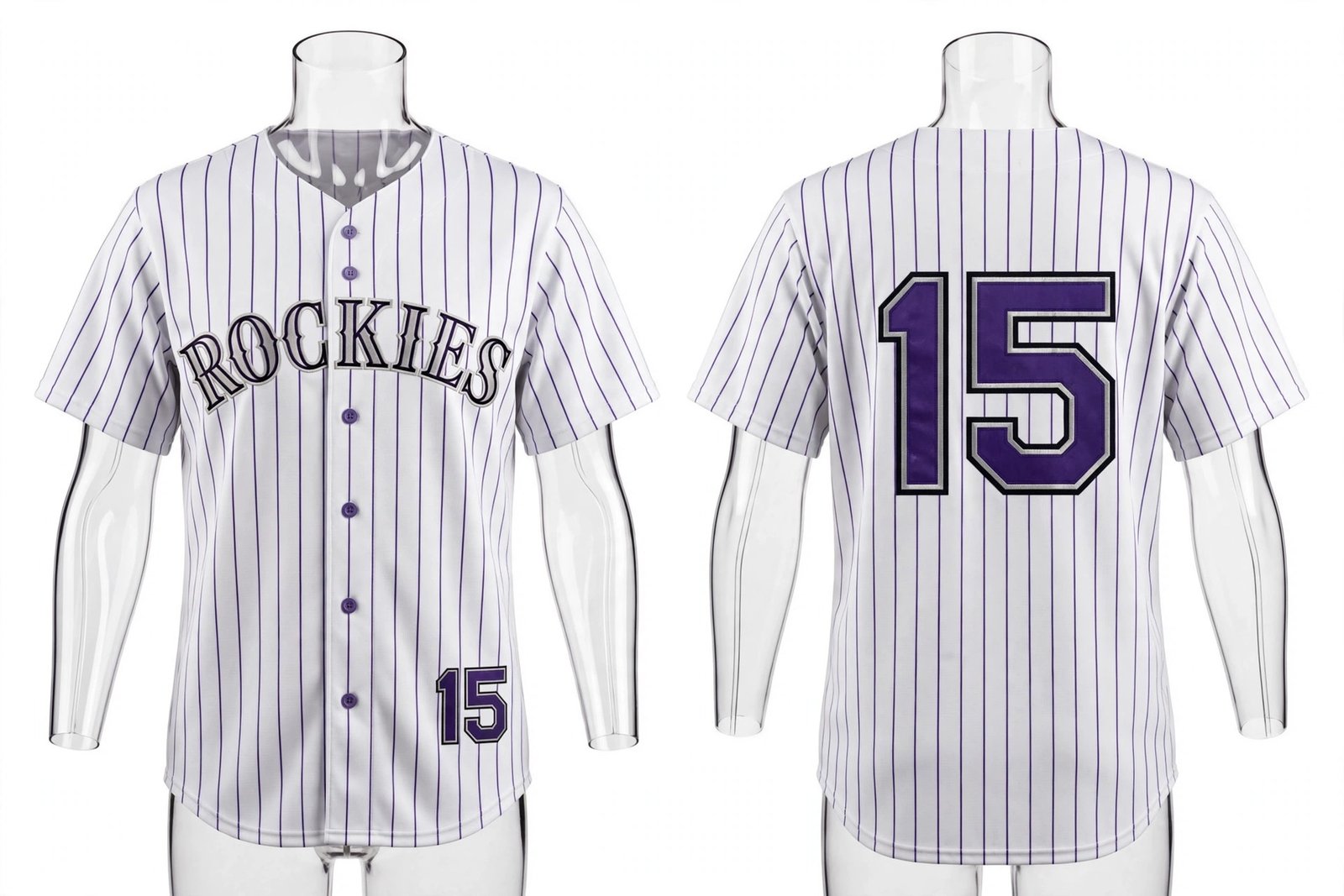 White Colorado Rockies style home baseball jersey number 15 - front and back view