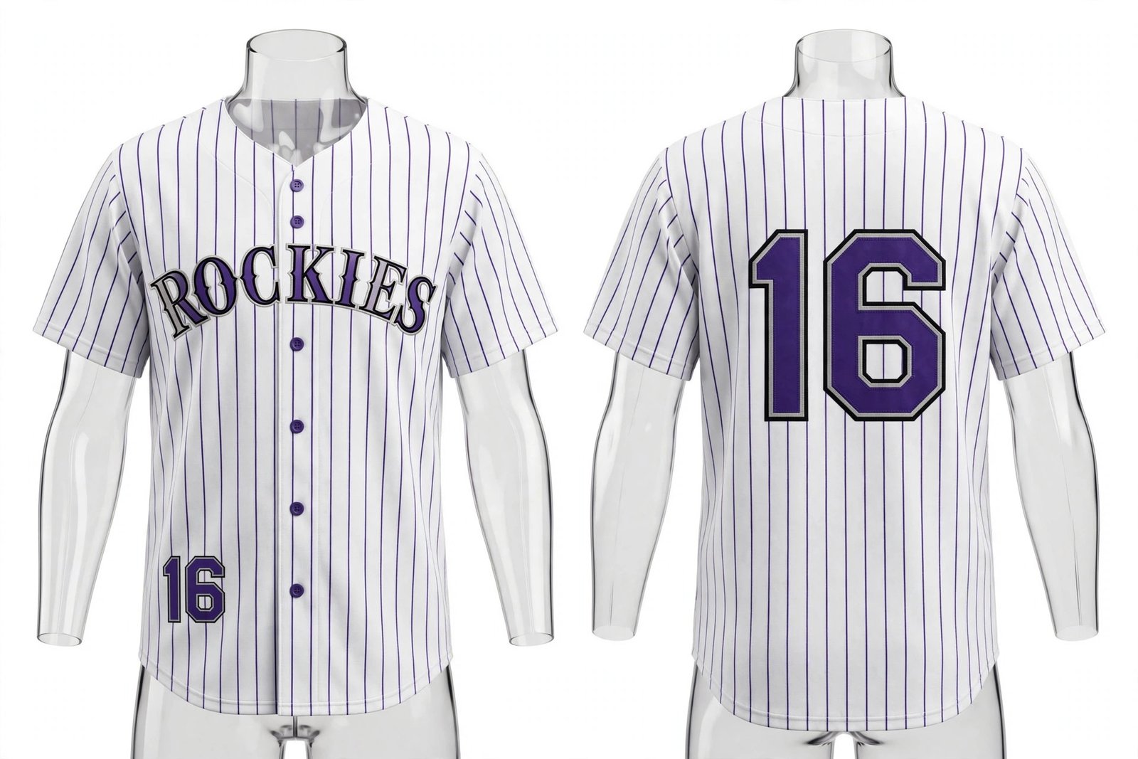 White Colorado Rockies style home baseball jersey number 16 - front and back view
