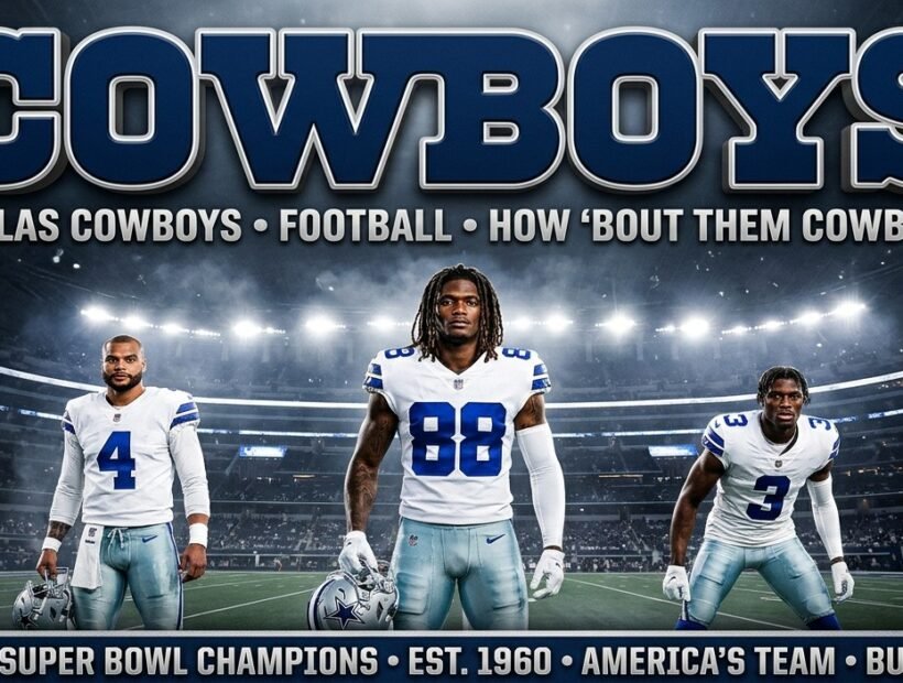 Dallas Cowboys 2026 poster banner with CeeDee Lamb, Dak Prescott and George Pickens