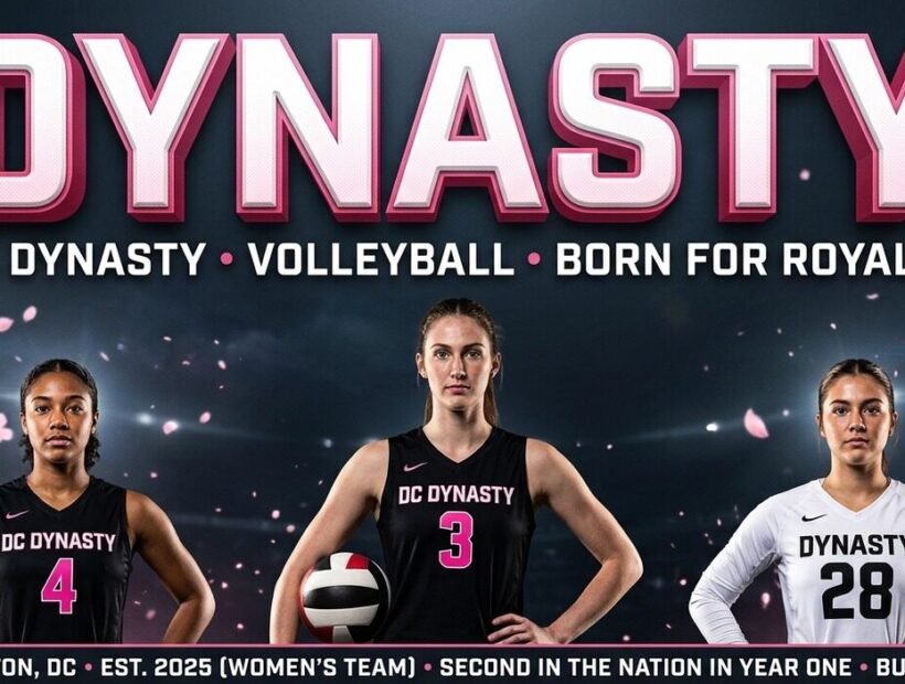 DC Dynasty 2026 poster banner — Hanssen, Carroll and Der in the black and white VLA jerseys