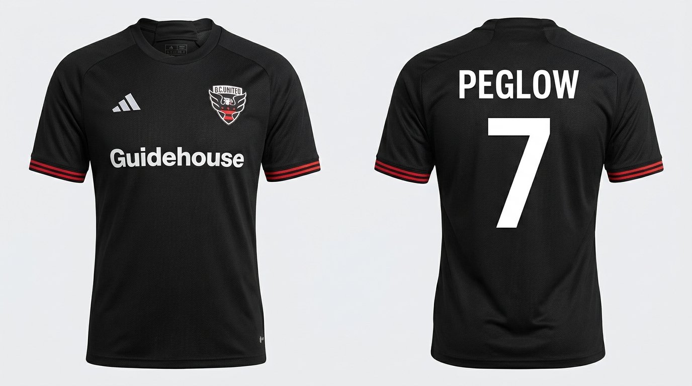 Black D.C. United style soccer jersey number 7 - front and back view
