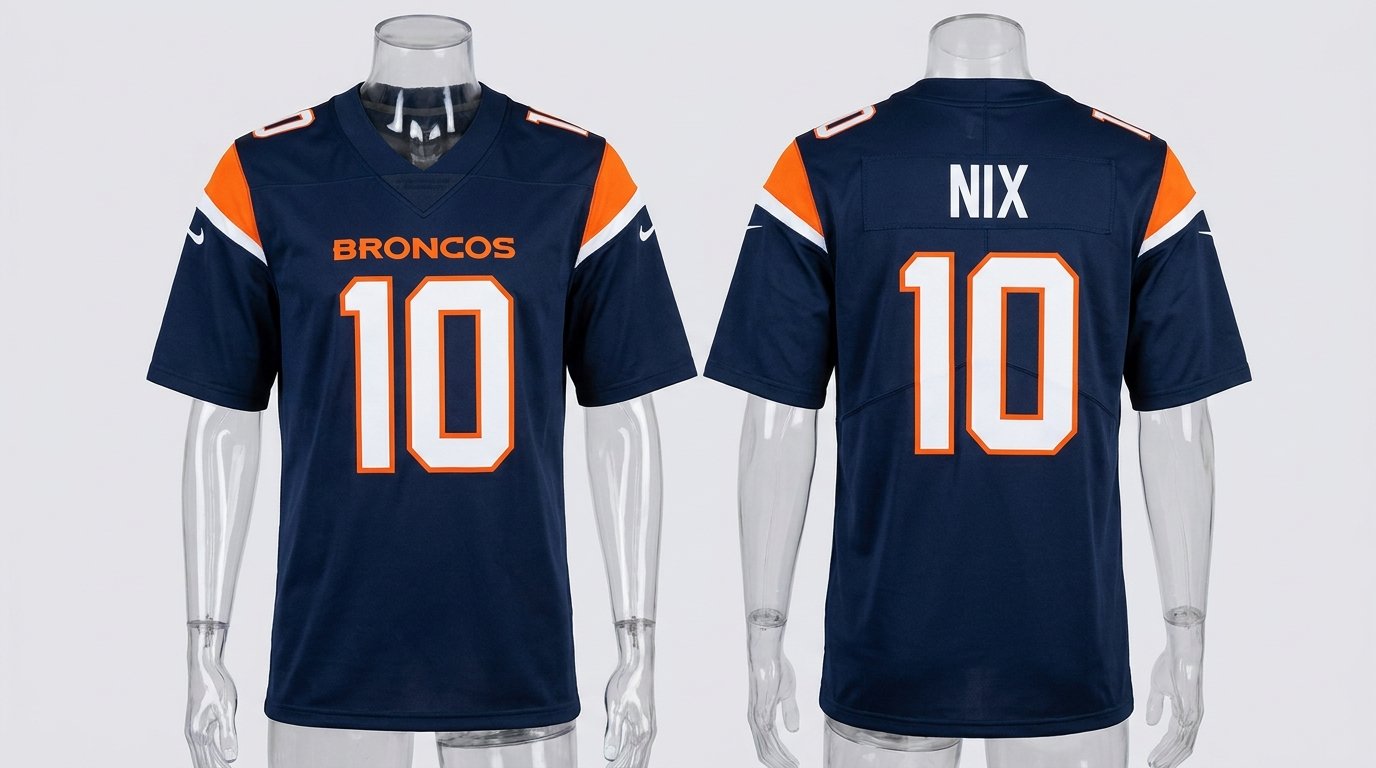 Bo Nix Denver Broncos jersey front and back