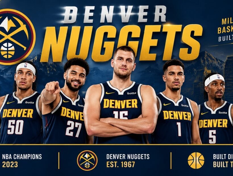 Denver Nuggets players in navy jerseys – 2026-27 team