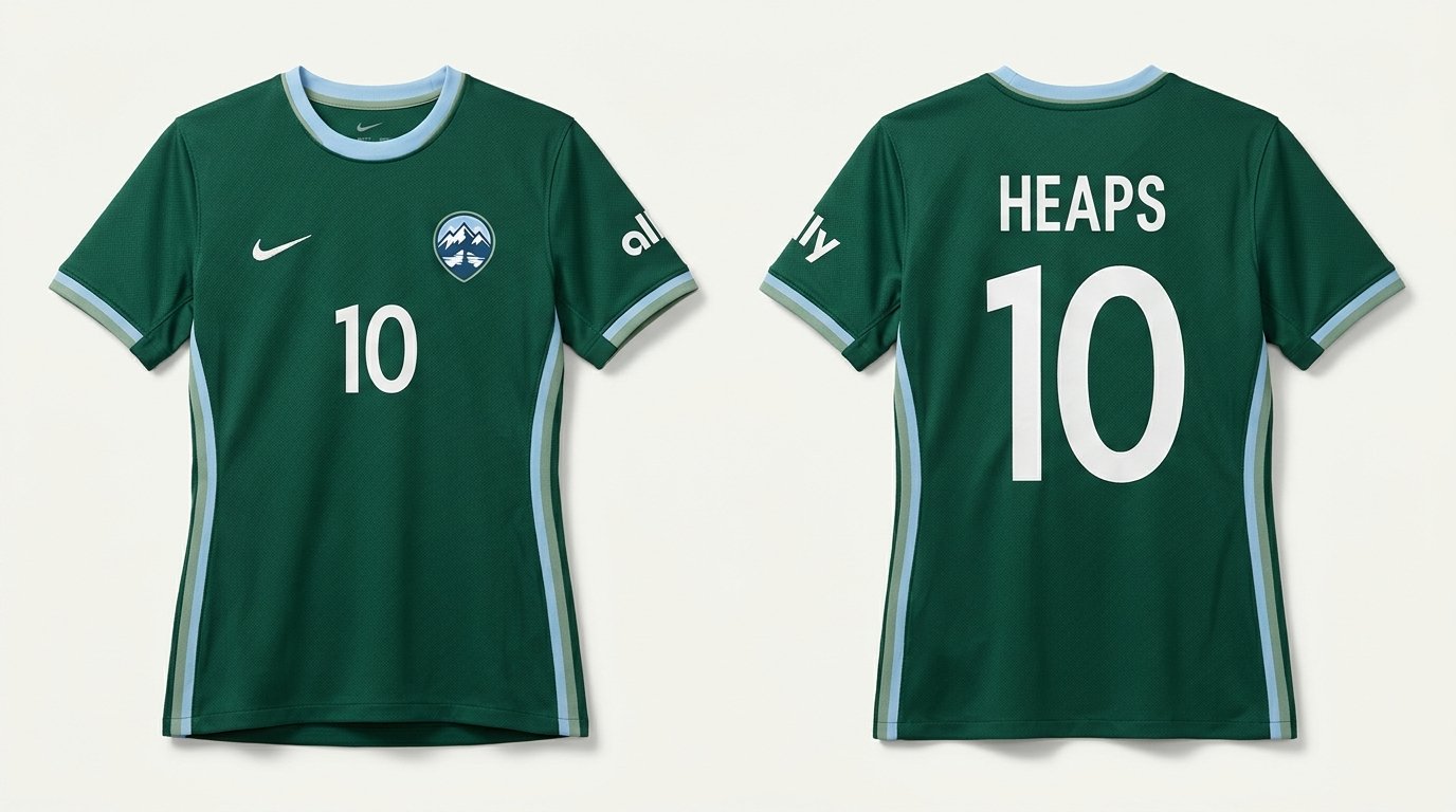 Evergreen Denver Summit FC style soccer jersey number 10 with white back print - front and back view