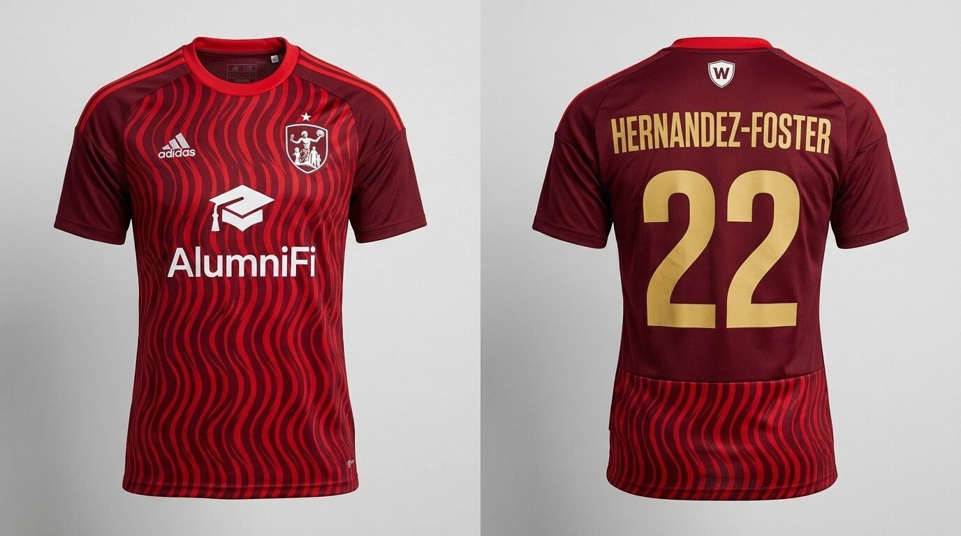 maroon Detroit City FC style soccer jersey number 22 - front and back view