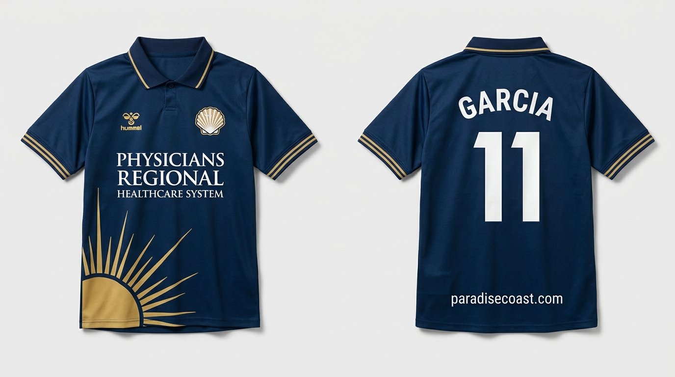 Navy FC Naples style soccer jersey number 11 - front and back view