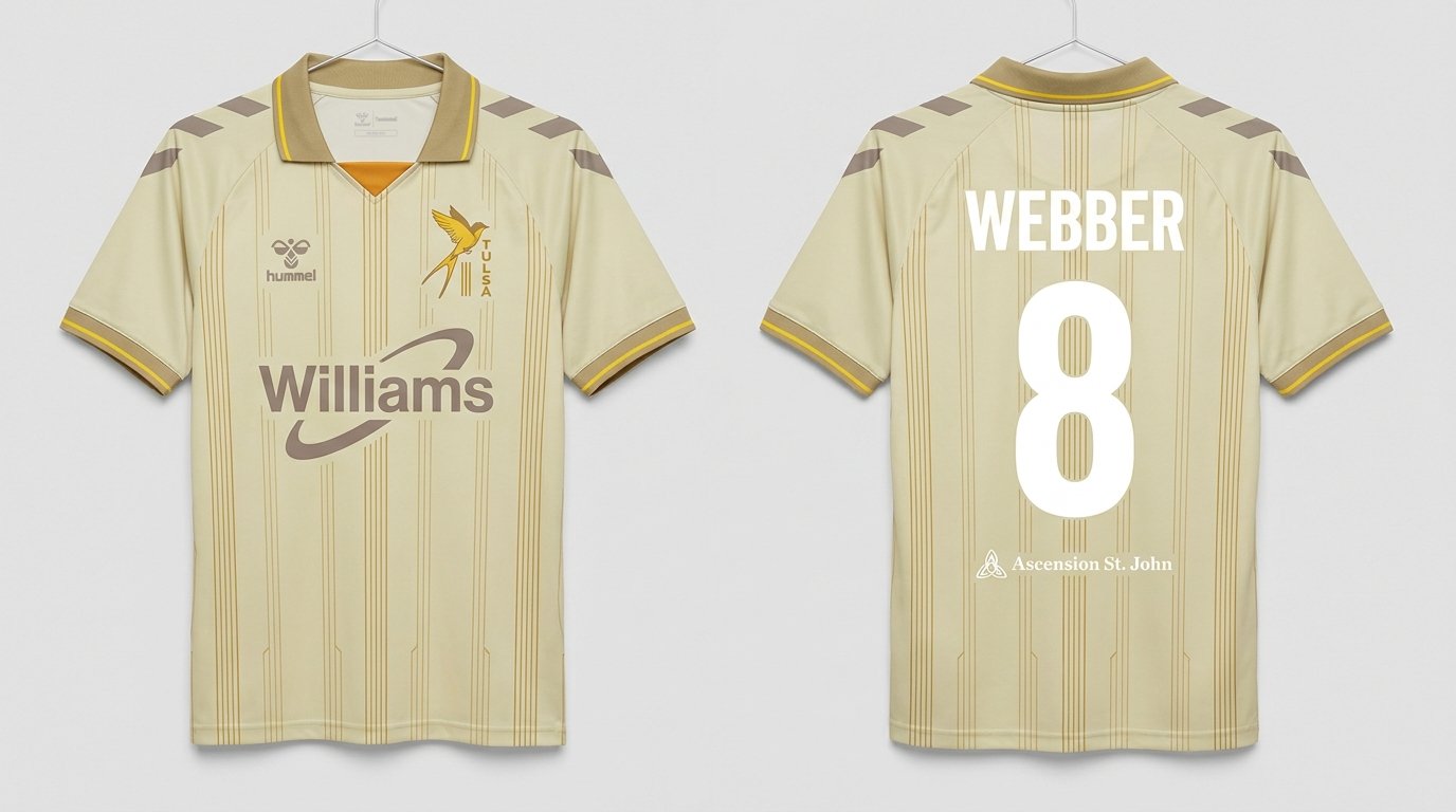 limestone gold FC Tulsa style soccer jersey number 8 - front and back view