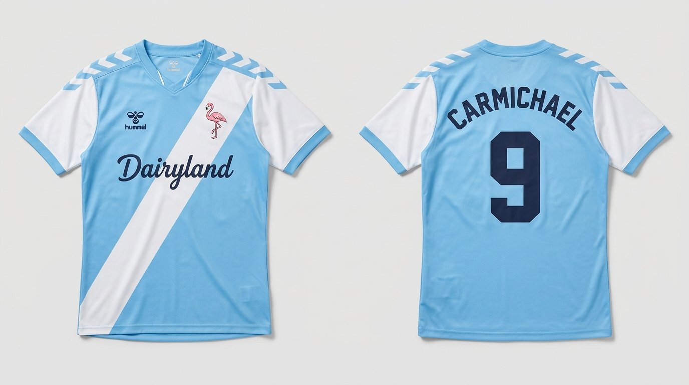 Sky blue Forward Madison FC style soccer jersey number 9 - front and back view