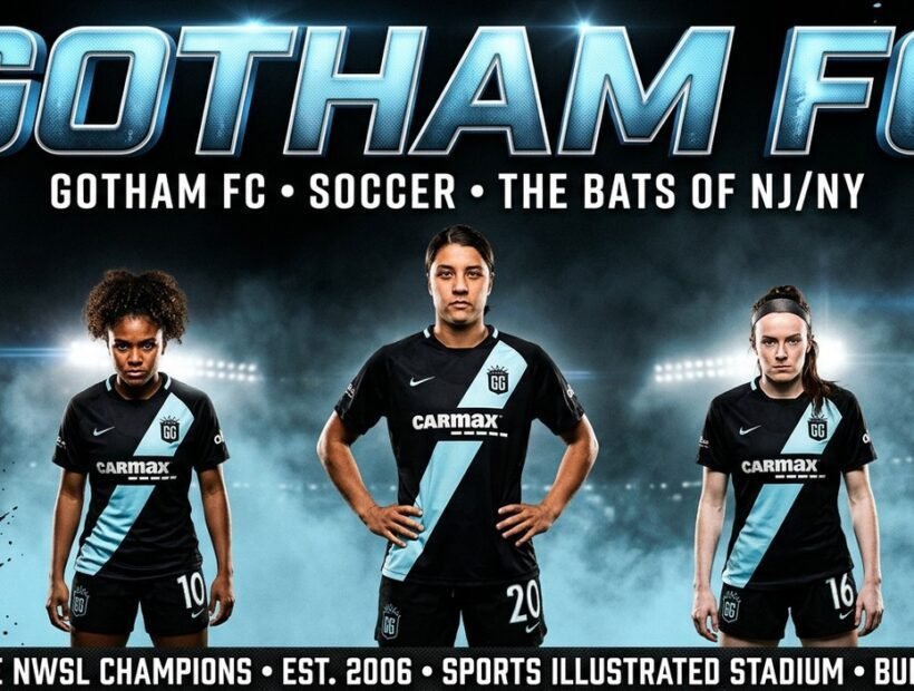 Gotham FC 2026 poster banner with Kerr, Shaw and Lavelle