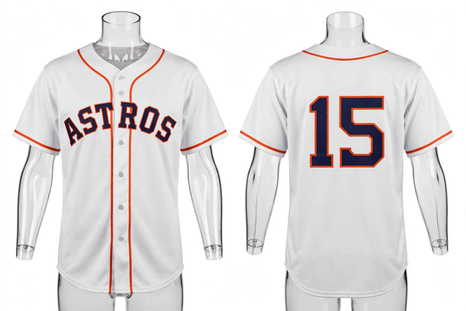 White Houston Astros style home baseball jersey number 15 - front and back view