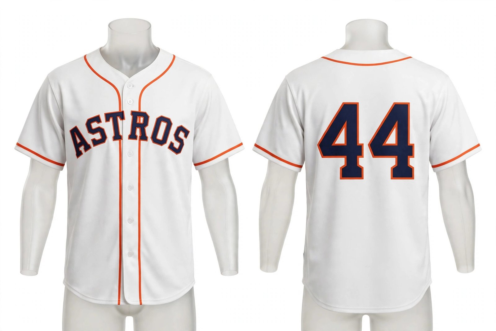 White Houston Astros style home baseball jersey number 44 - front and back view