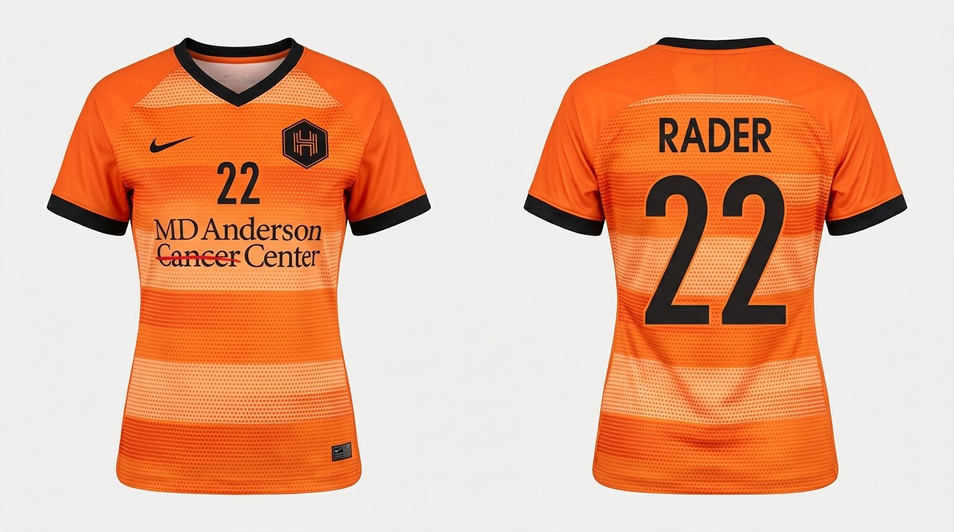 Orange Houston Dash style soccer jersey number 22 - front and back view