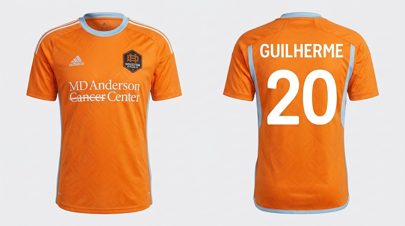 Orange Houston Dynamo style soccer jersey number 20 - front and back view