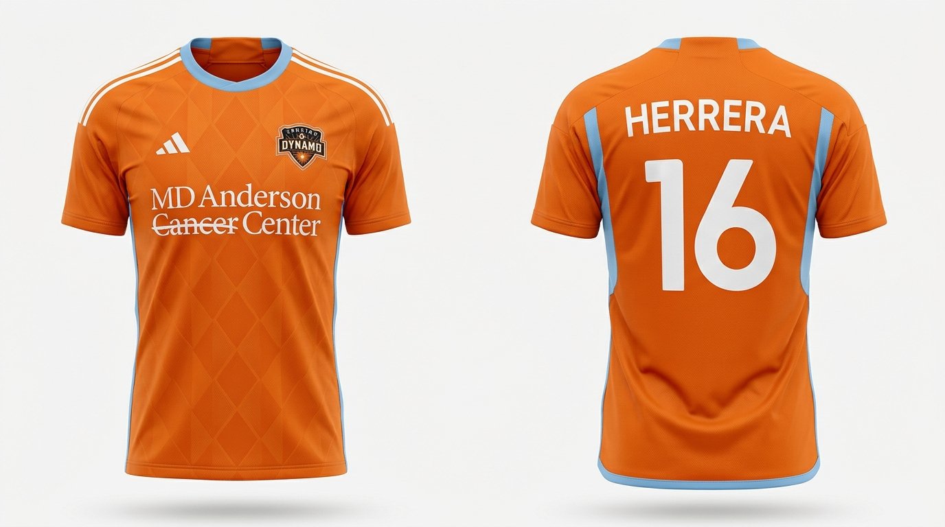 Orange Houston Dynamo style soccer jersey number 16 - front and back view