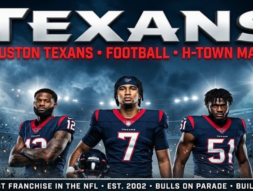 Houston Texans 2026 poster banner with C.J. Stroud, Nico Collins and Will Anderson Jr.