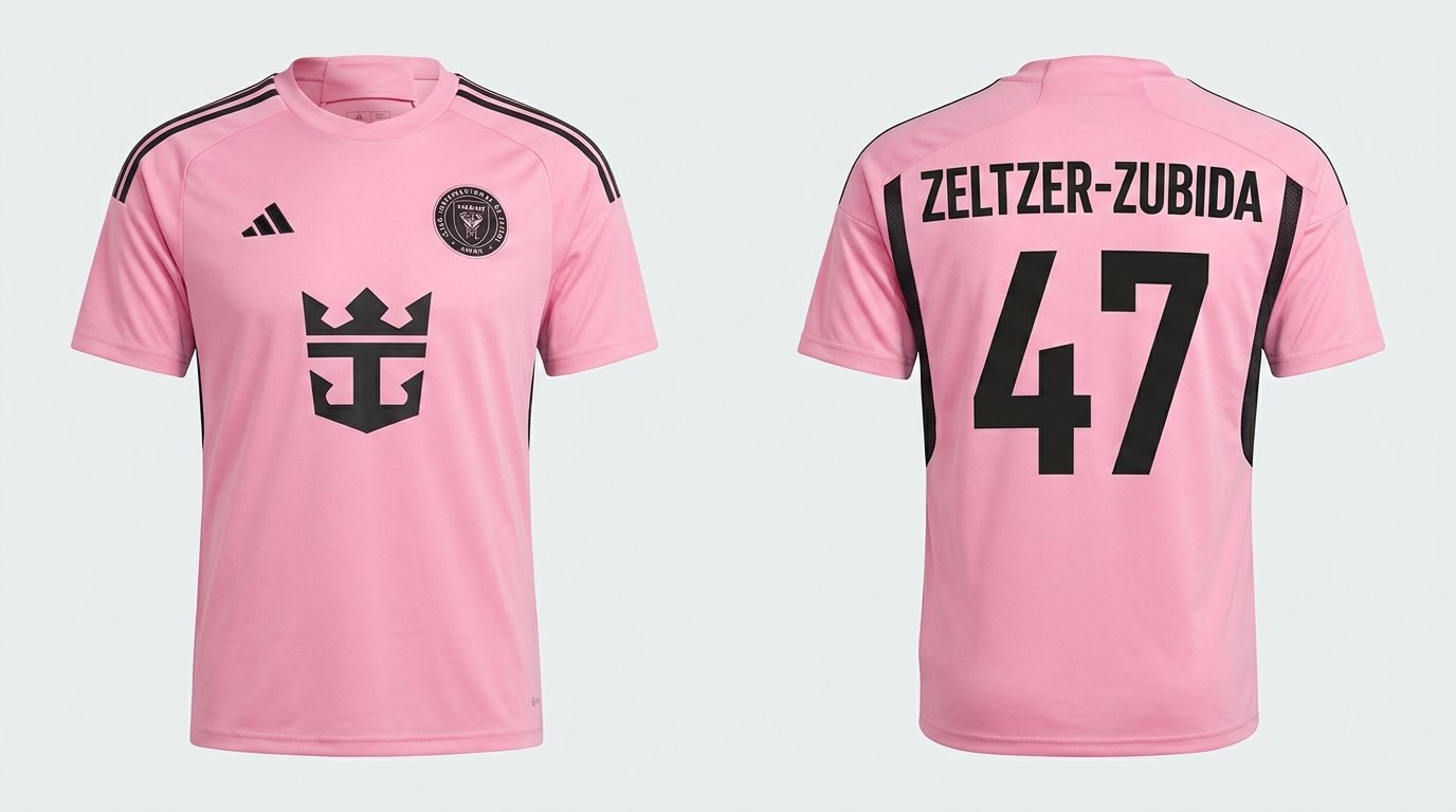 Pink Inter Miami CF II style soccer jersey number 47 - front and back view