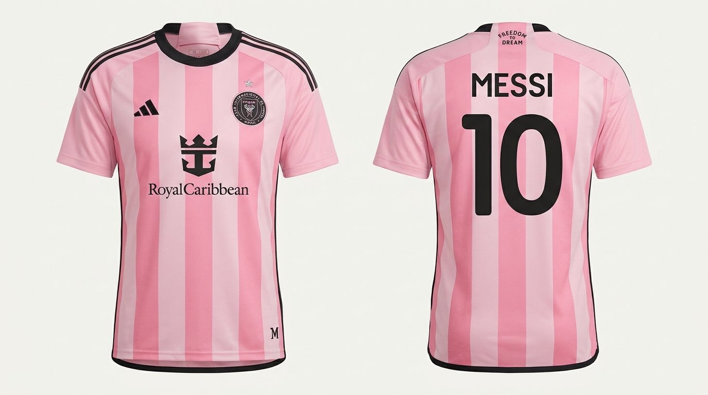 Pink Inter Miami style soccer jersey number 10 - front and back view