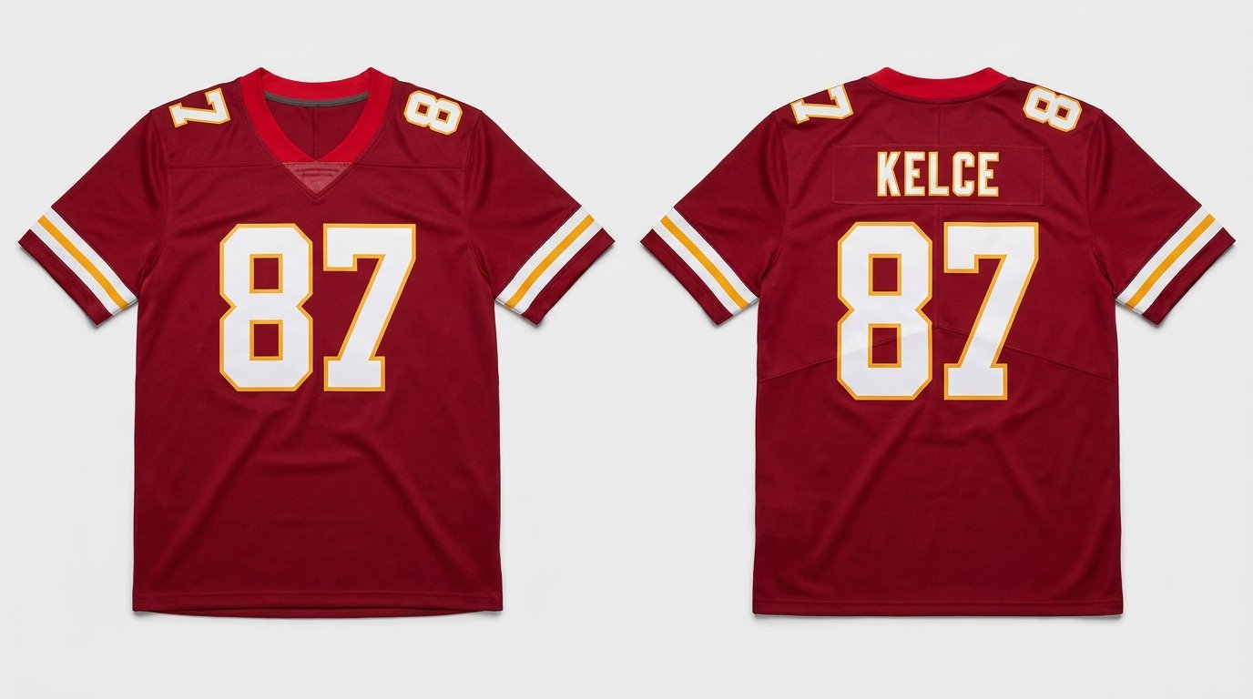Travis Kelce Kansas City Chiefs jersey front and back