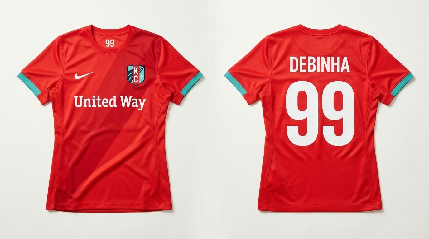 Red Kansas City Current style soccer jersey number 99 - front and back view