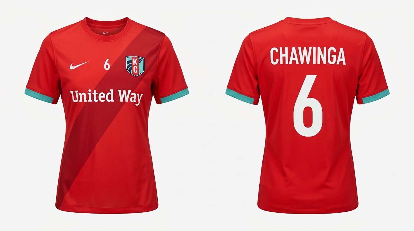 Red Kansas City Current style soccer jersey number 6 - front and back view