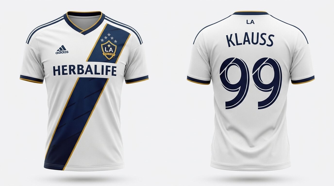 White LA Galaxy style soccer jersey number 99 - front and back view