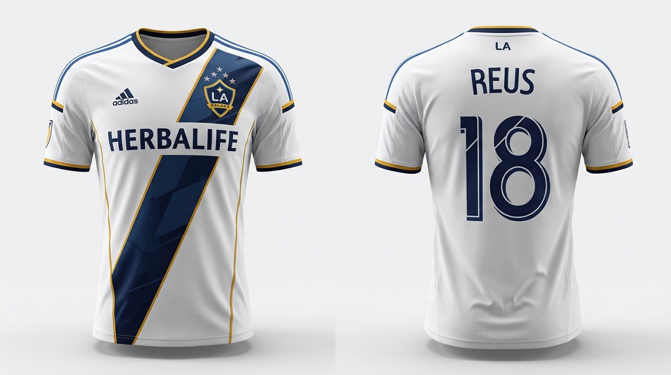 White LA Galaxy style soccer jersey number 18 - front and back view
