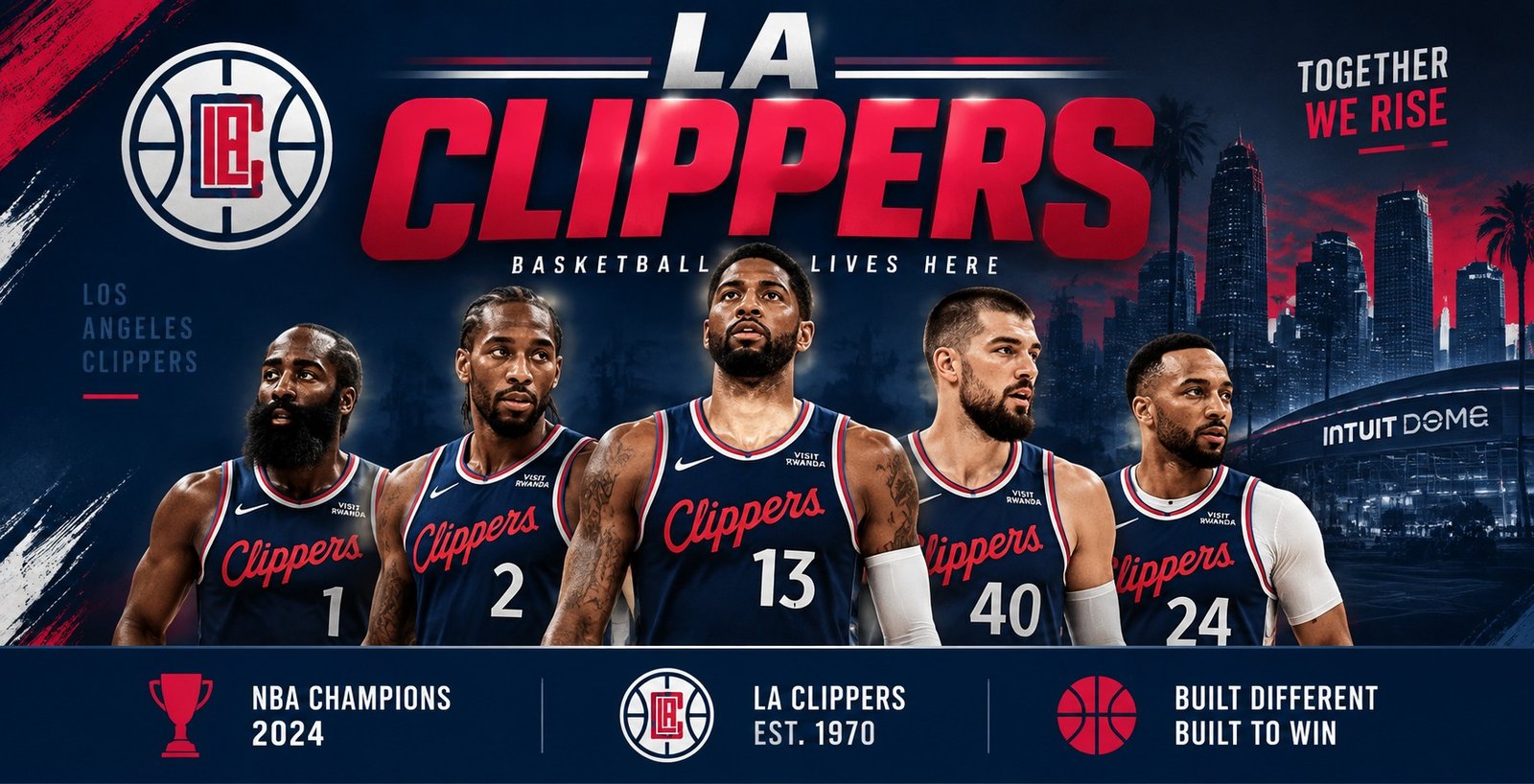 Los Angeles Clippers players in navy jerseys – 2026-27 team