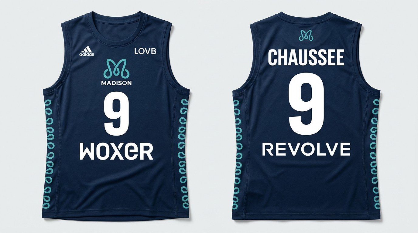 Claire Chaussee LOVB Madison jersey front and back