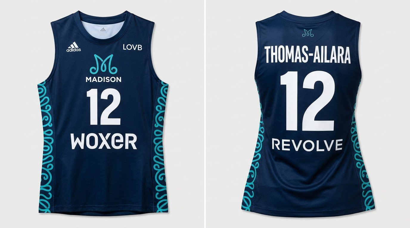 Temi Thomas-Ailara LOVB Madison jersey front and back